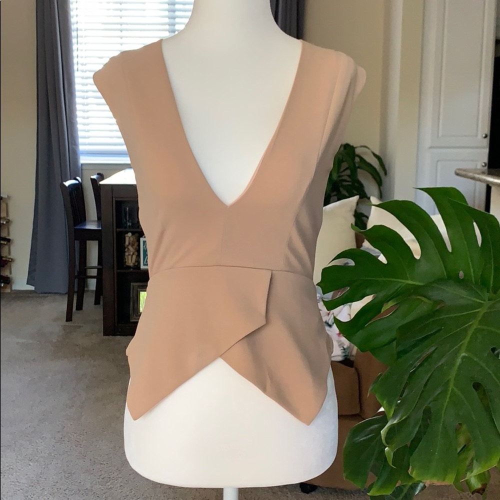 Sleeveless Deep-V Neck w Partially Open Back Sides